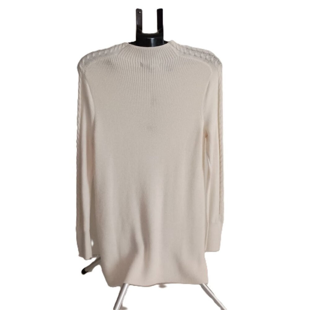 Banana Republic Cream Cable Knit Mock Neck Long Sweater Women’s Size S NWT - Picture 3 of 14